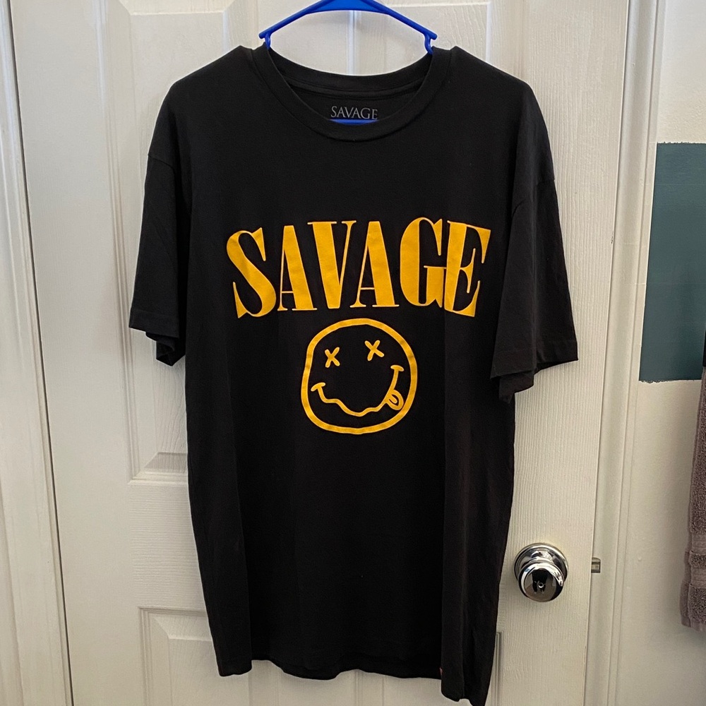 Salvage Black Tee with Yellow Graphic